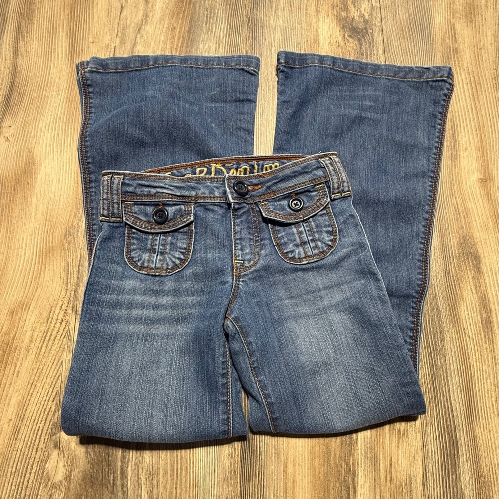 90s Trend Gap Kids Flare Jeans Blue Denim Retro Y2K Style 8 Slim